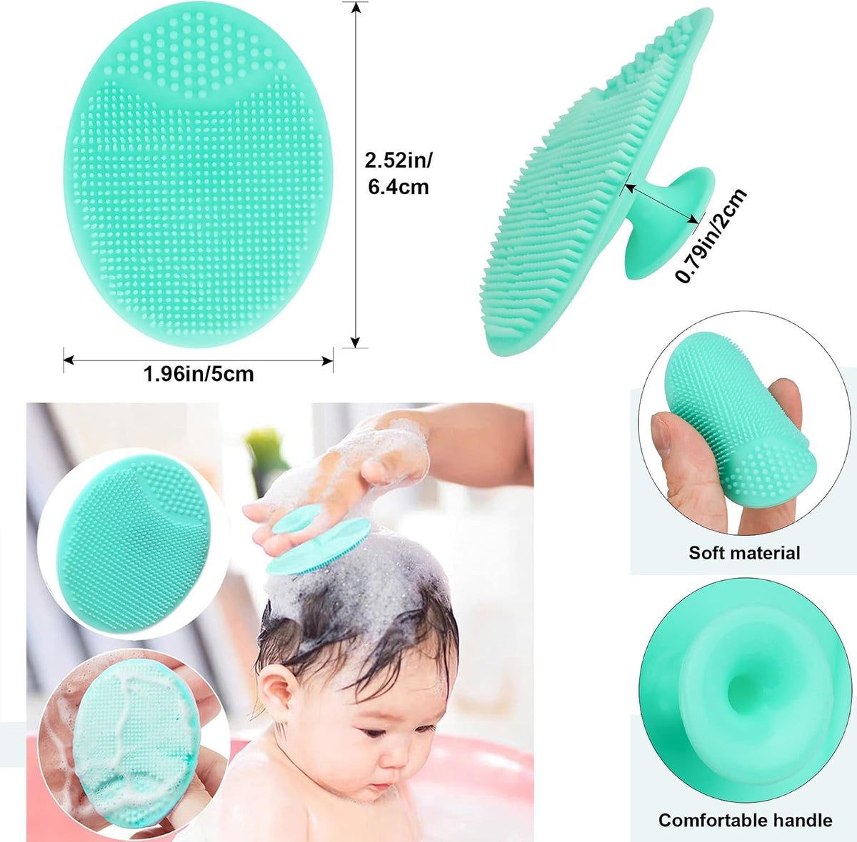 3PCS Baby Hair Brush with Wooden Handle and Comb Set for Newborns & Toddlers | Natural Soft Goat Bristles l Wood Comb l Green Cradle Cap Brush | Ideal for Cradle Cap