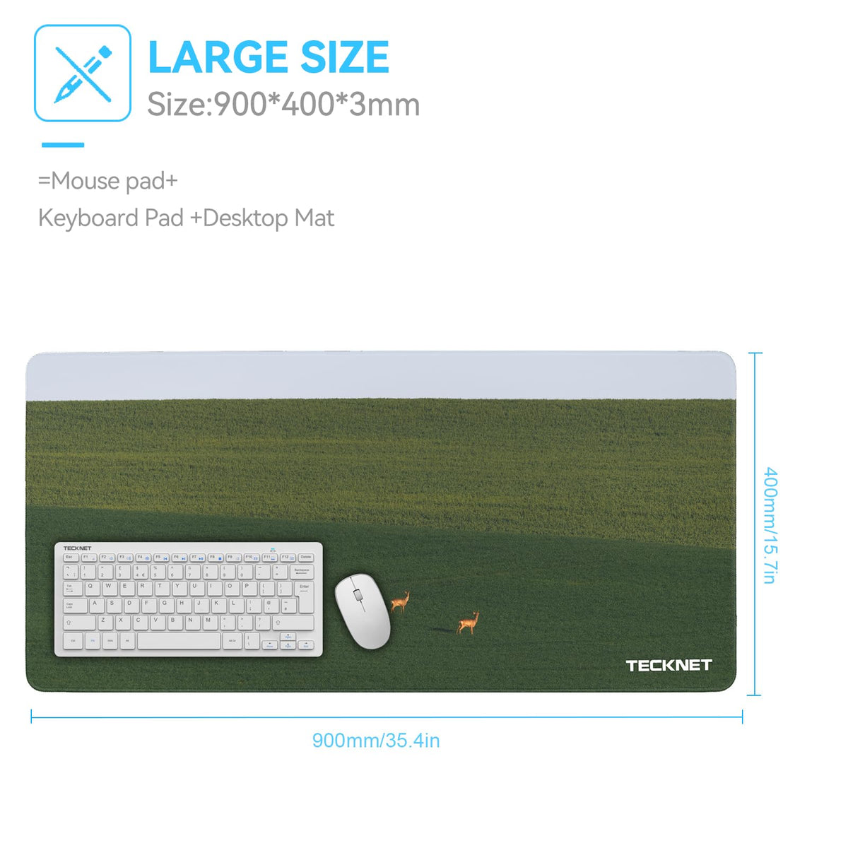 TECKNET Gaming Mouse Mat, 900x400x3mm Large Mouse Pad - Black