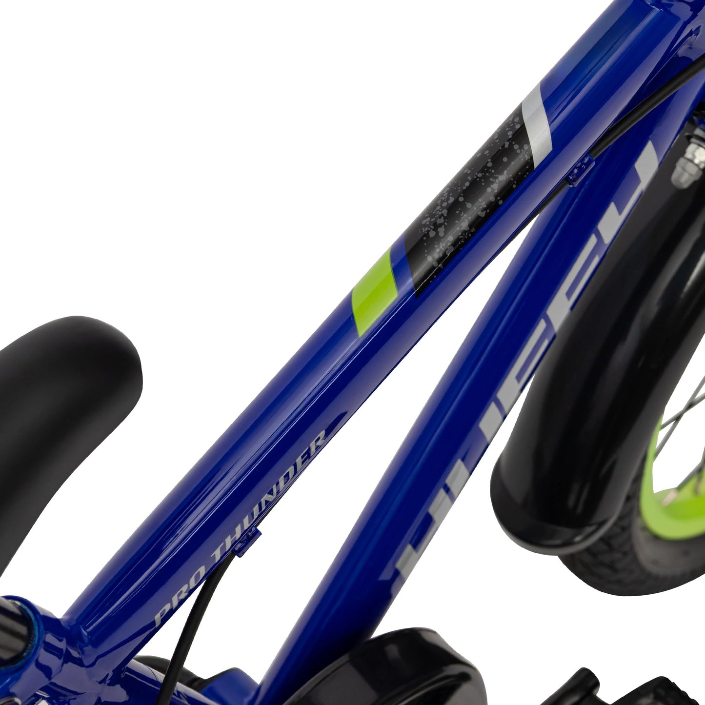 Huffy Pro Thunder Kids Bike 16" with Stabilisers, Bell & Handlebar Pad — Green