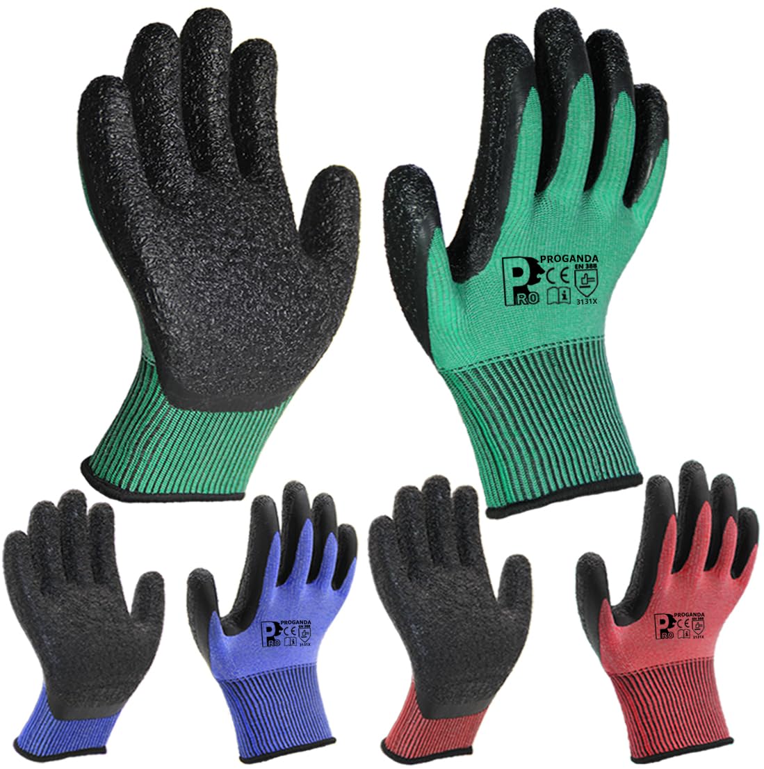 3 Pairs Gardening Gloves Ultra-Grip Work Gloves Non-Slip Latex Coated Colourful Verstile for House Car Cleaning Fishing Outdoor