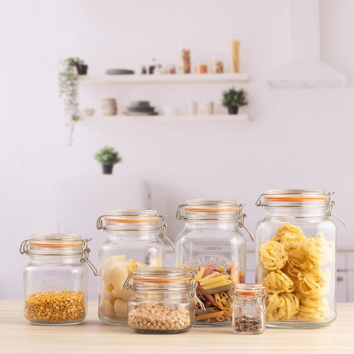 Kilner Square Clip Top Jar 250ml (0.25L) Airtight Glass Jar for Storing Herbs Spices Dried Fruits Nuts and Seeds