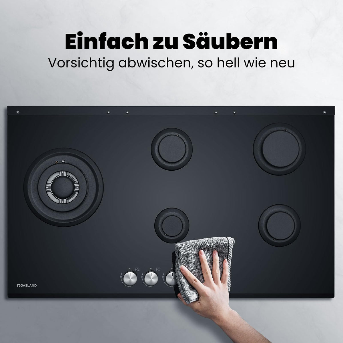 GASLAND GH60SF 60cm Built-in Gas Hob, 4 Burners Stainless Steel Gas Cooktop with Flame Failure Protection, NG/LPG Convertible, 8000W
