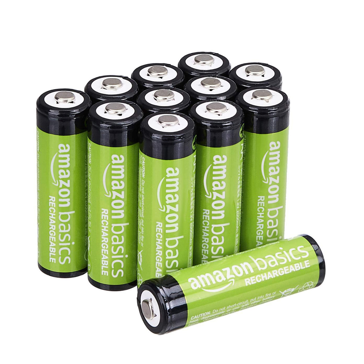 Amazon Basics 12-Pack Rechargeable AAA NiMH Performance Batteries, 800 mAh, 1.2V, Recharge up to 1000x Times, Pre-Charged