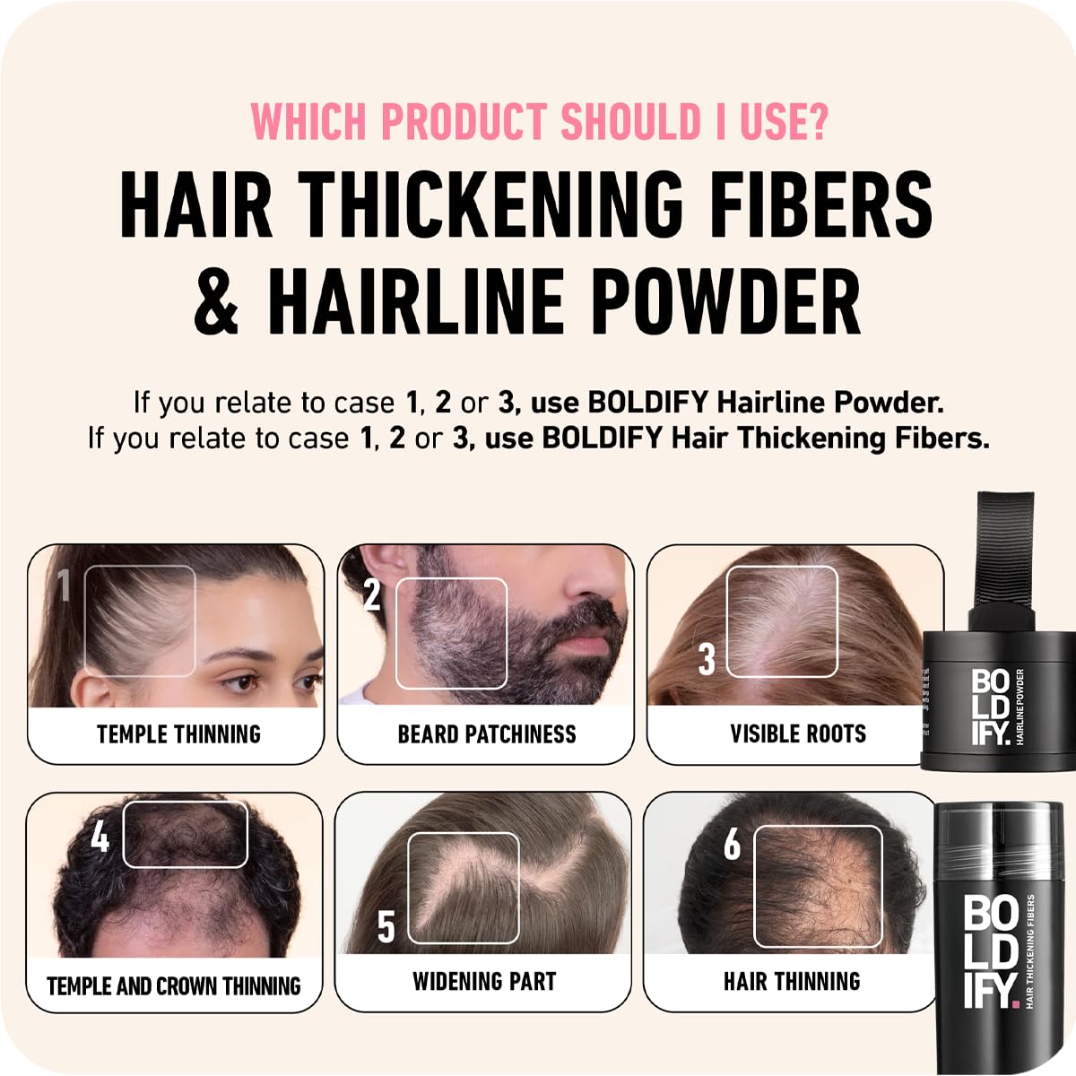 Boldify Hairline Powder, Root Touch Up Hair Color - Light Brown 10g