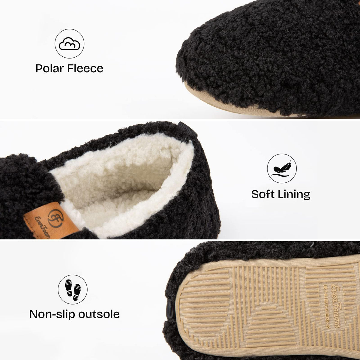 EverFoams Women's Fuzzy Full Slippers Faux Shearling Memory Foam