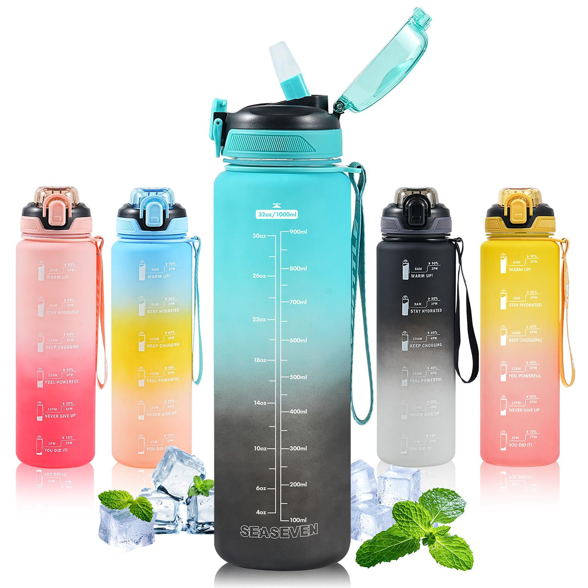 SEASEVEN Flat Water Bottle 750ML for Gym,School Office(Flat Pink)