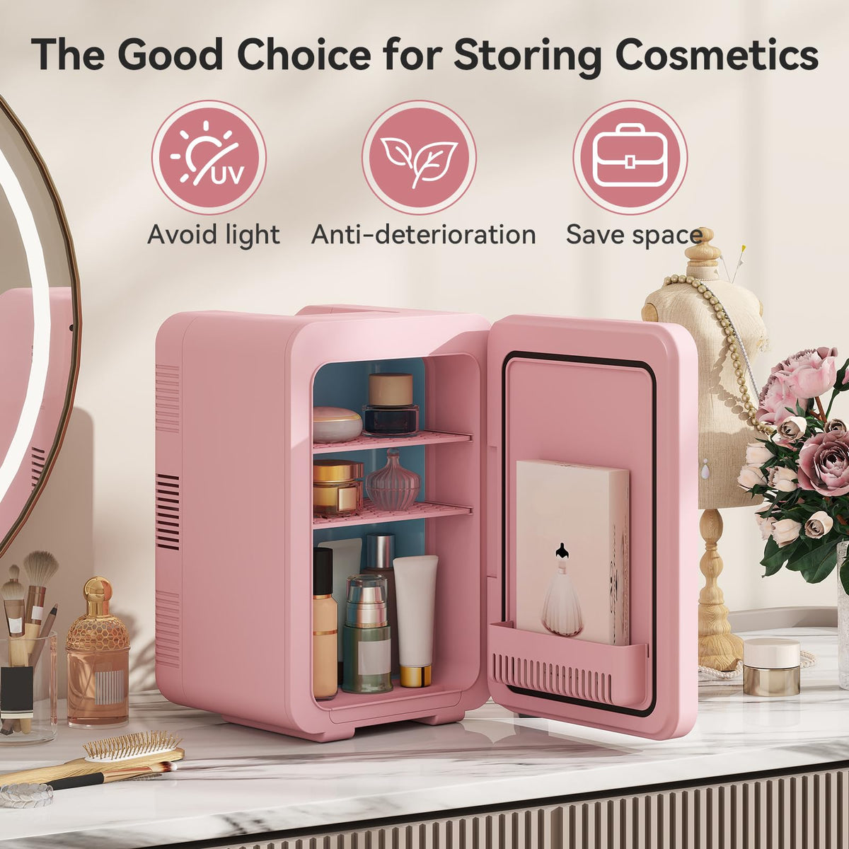 ARTETHYS Mini Fridge for Bedrooms, 10L Small Portable Car Fridges