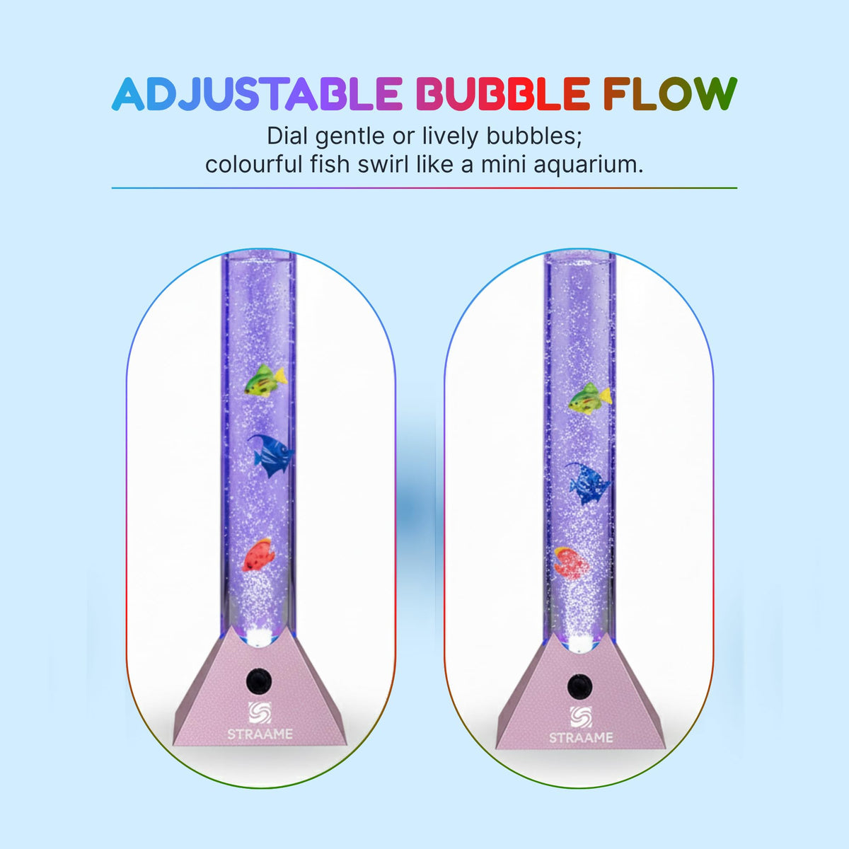 Straame 90cm LED Bubble Fish Lamp, Colour Changing Sensory Lamp, Black Base