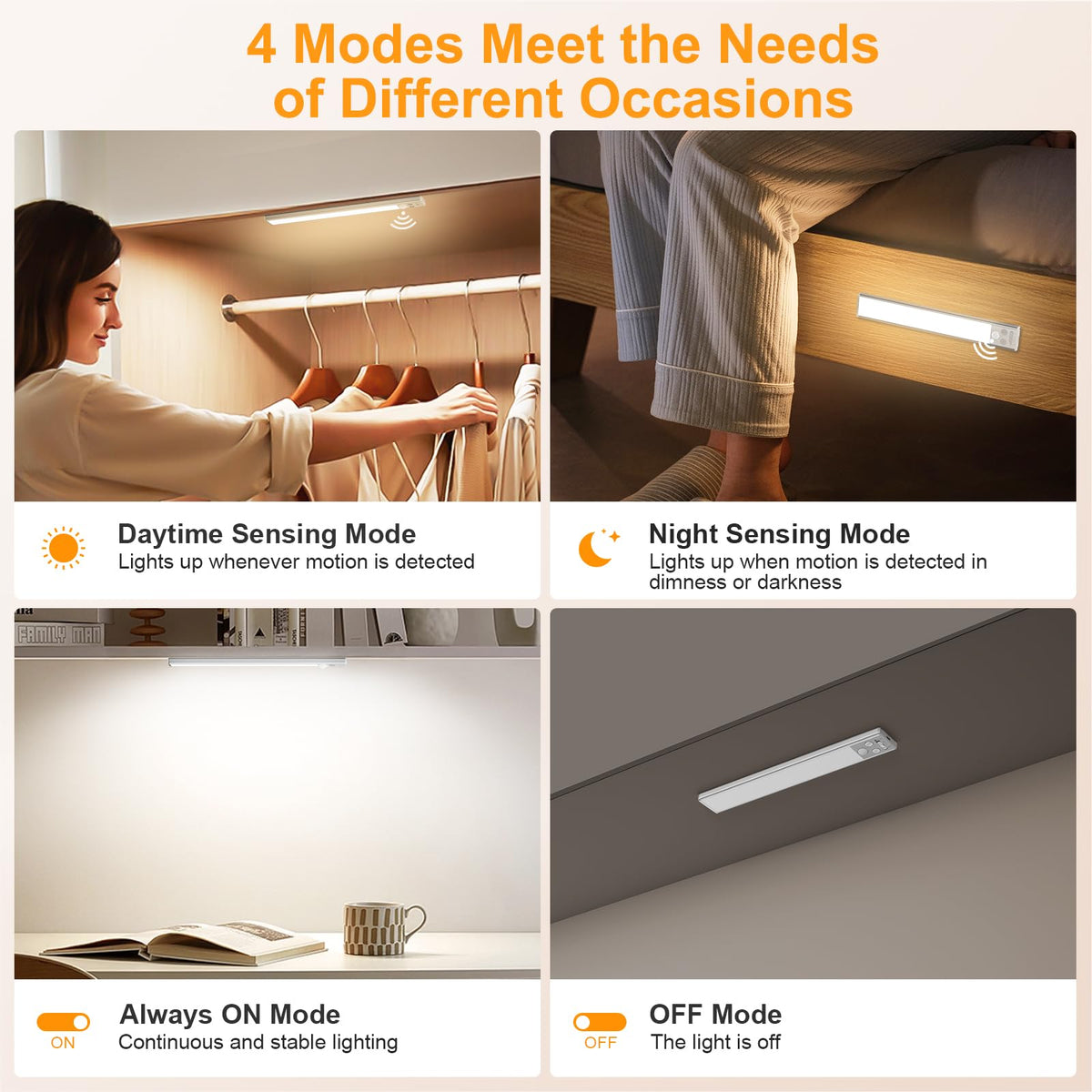 Gritin Under Cabinet Kitchen Lights Rechargeable 2 Pack-3 Color Temps