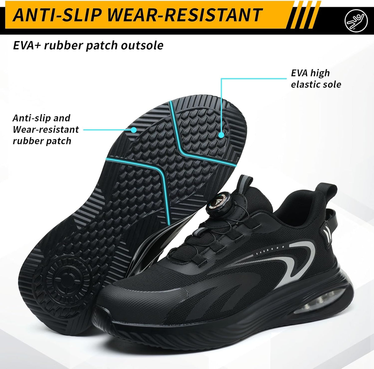 Steel Toe Cap Trainers Mens Work Safety Trainers Womens Lightweight Safety Shoes Cushioning Comfortable Breathable Non Slip