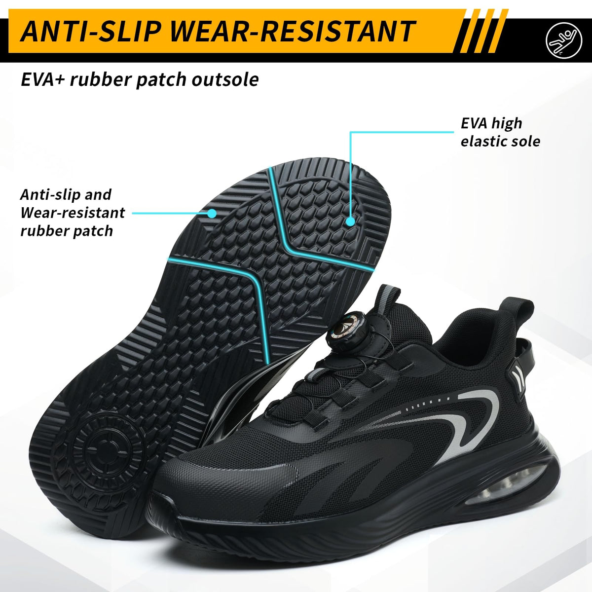 Steel Toe Cap Trainers Mens Work Safety Trainers Womens Lightweight Safety Shoes Cushioning Comfortable Breathable Non Slip