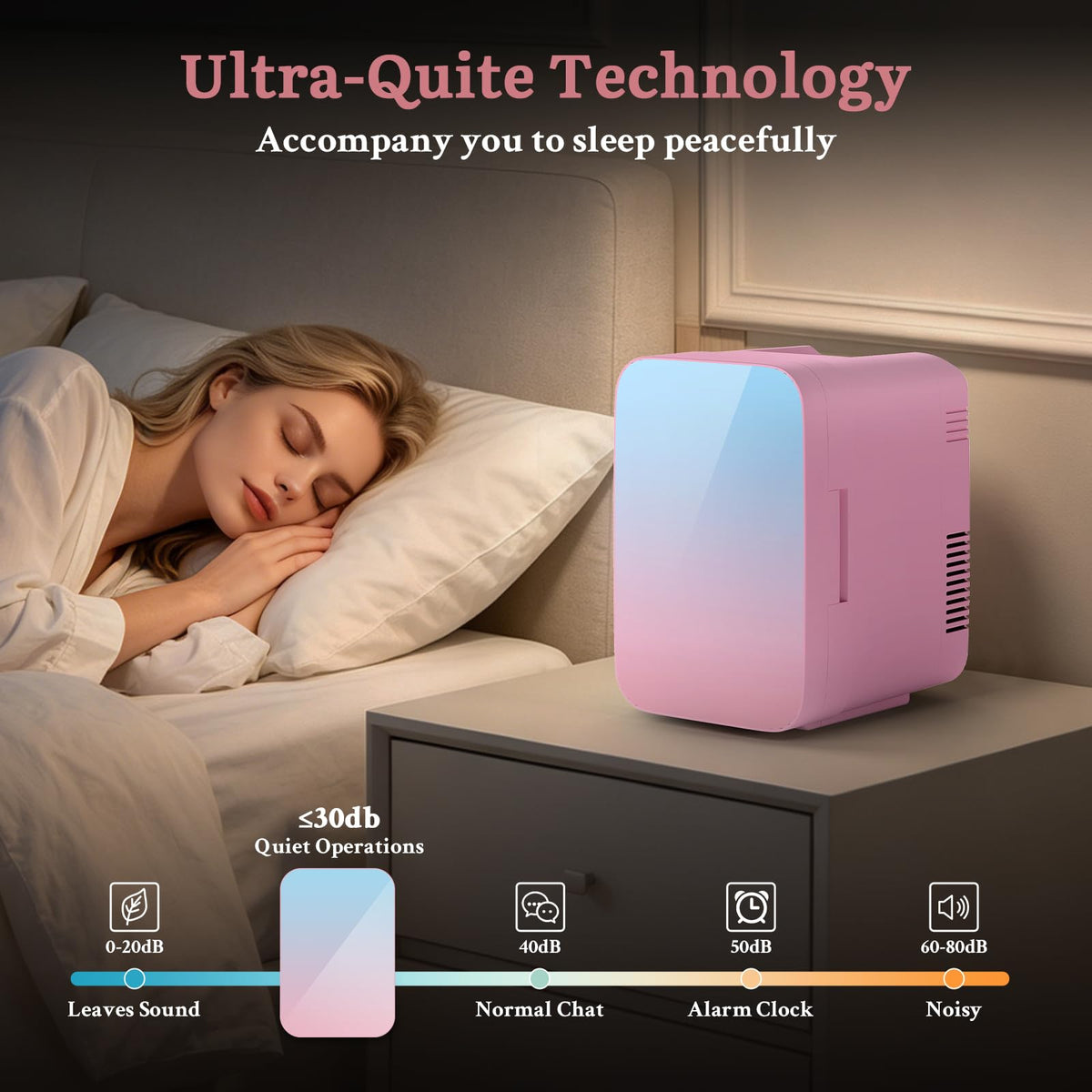 ARTETHYS Mini Fridge for Bedrooms, 10L Small Portable Car Fridges