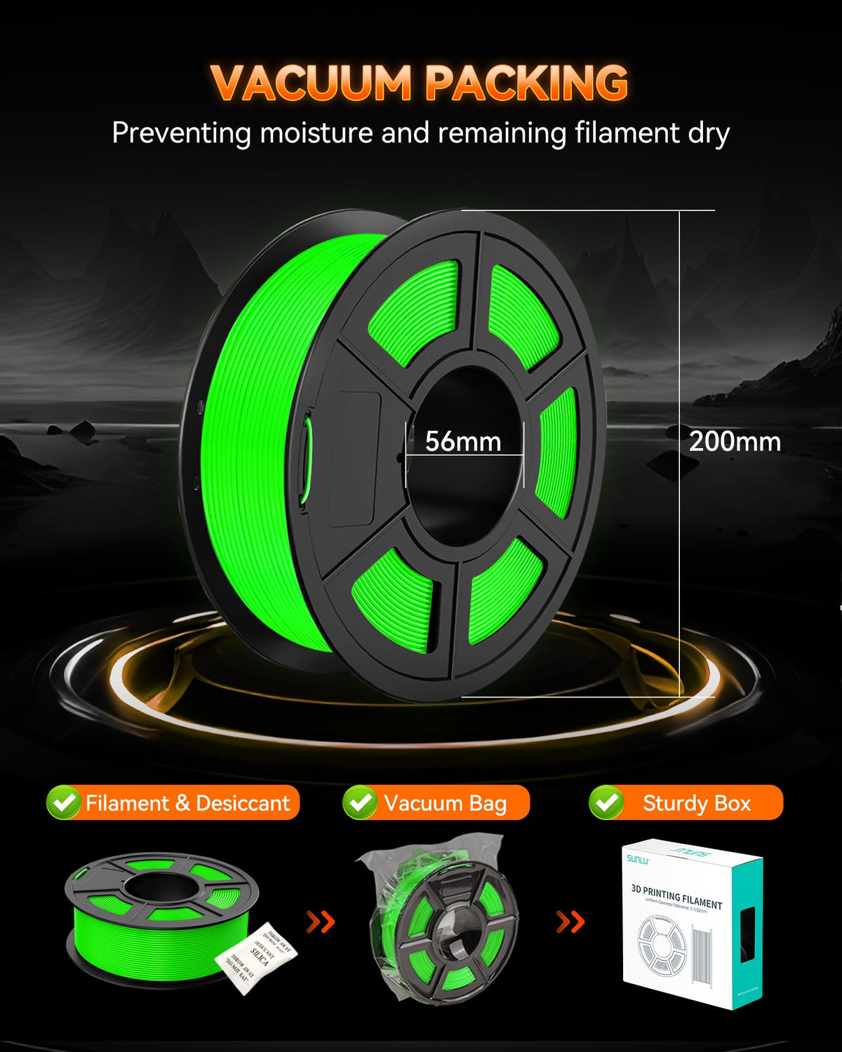 TECBEARS PETG Filament 1.75mm Black 1KG, High Strength & Toughness