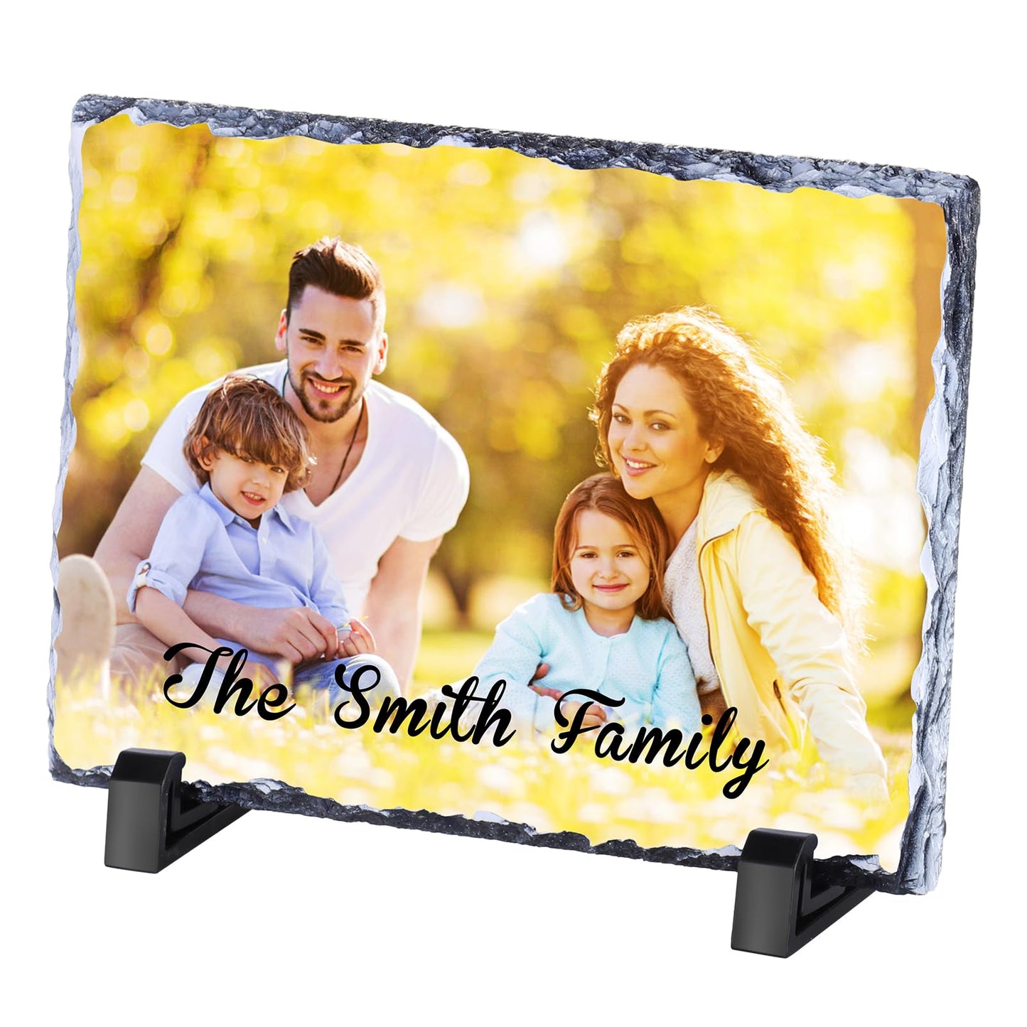 Personalised Memorial Plaque, Custom Rock Slate Frame with Photo Text, Customised Memorial Gifts for Loss of Loved One, Cemetery Decorations for Grave