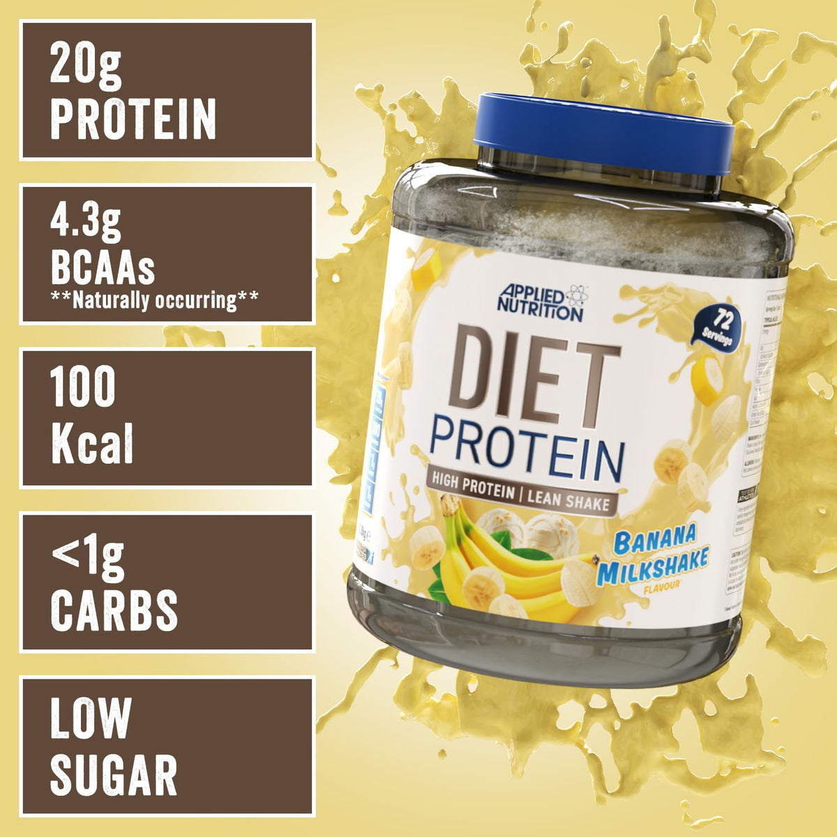 Applied Nutrition Diet Whey - High Protein Powder Supplement, Low Carb & Sugar, for Weight Management with CLA, L Carnitine, Green Tea (450g - 18 Servings) (Vanilla)