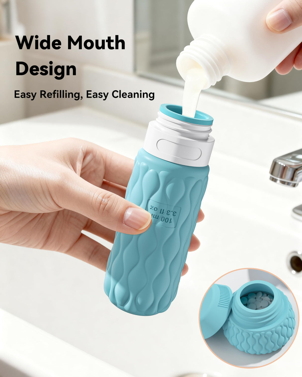 100ml Silicone Travel Bottles for Toiletries for Shampoo and Conditioner