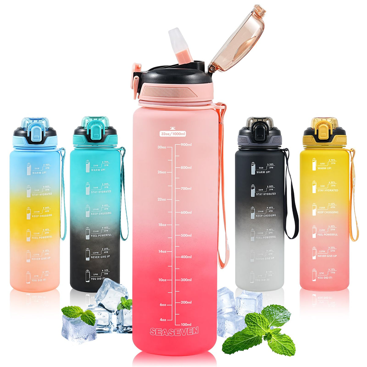 SEASEVEN Flat Water Bottle 750ML for Gym,School Office(Flat Pink)