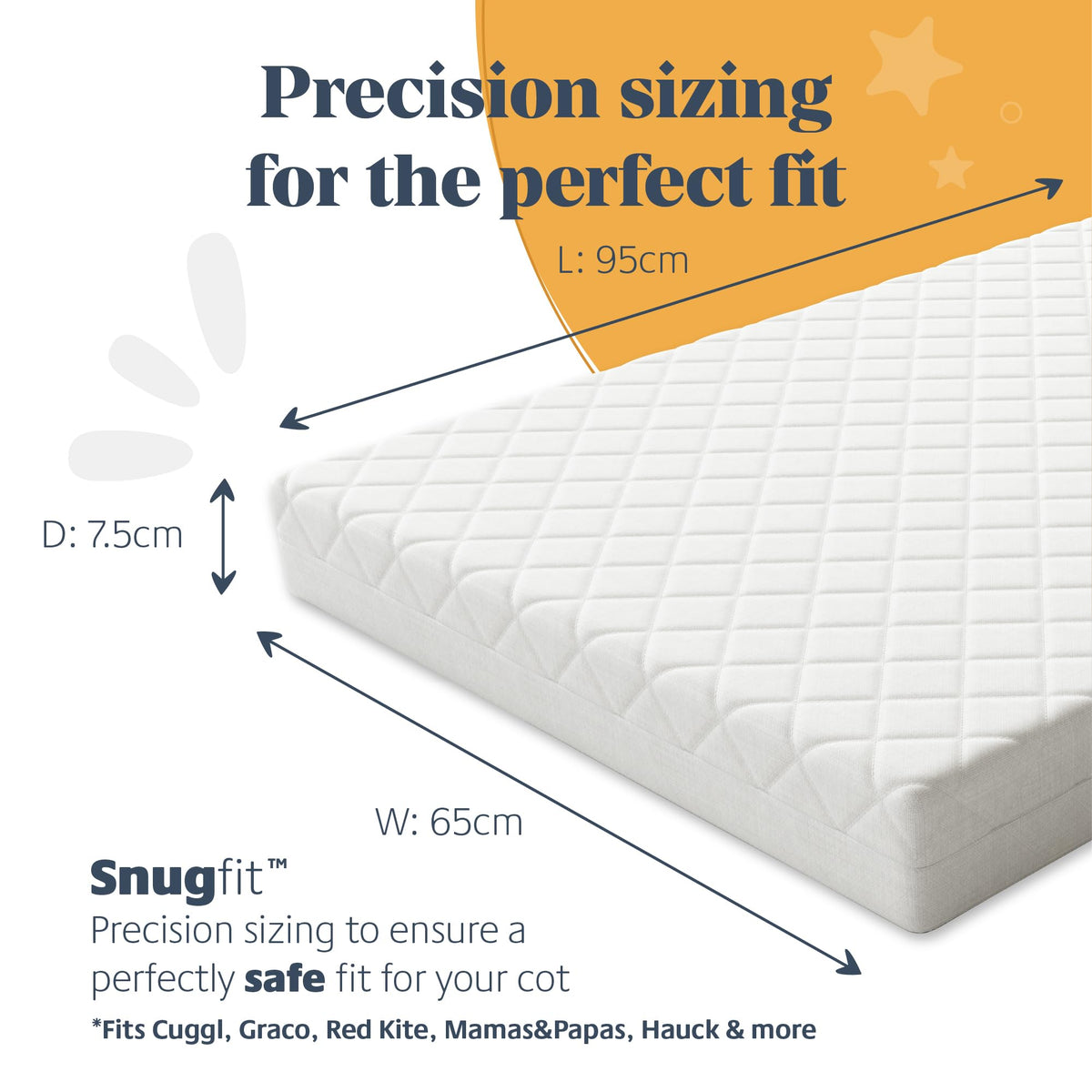 Mother Nurture Classic Eco Fibre Cot Bed Mattress - Hypoallergenic Easy Clean Quilted Cover, Reversible, Water Resistant, Baby Cot Mattress, Firm & Supportive, White, BSI Tested - Size 140x70 x10cm