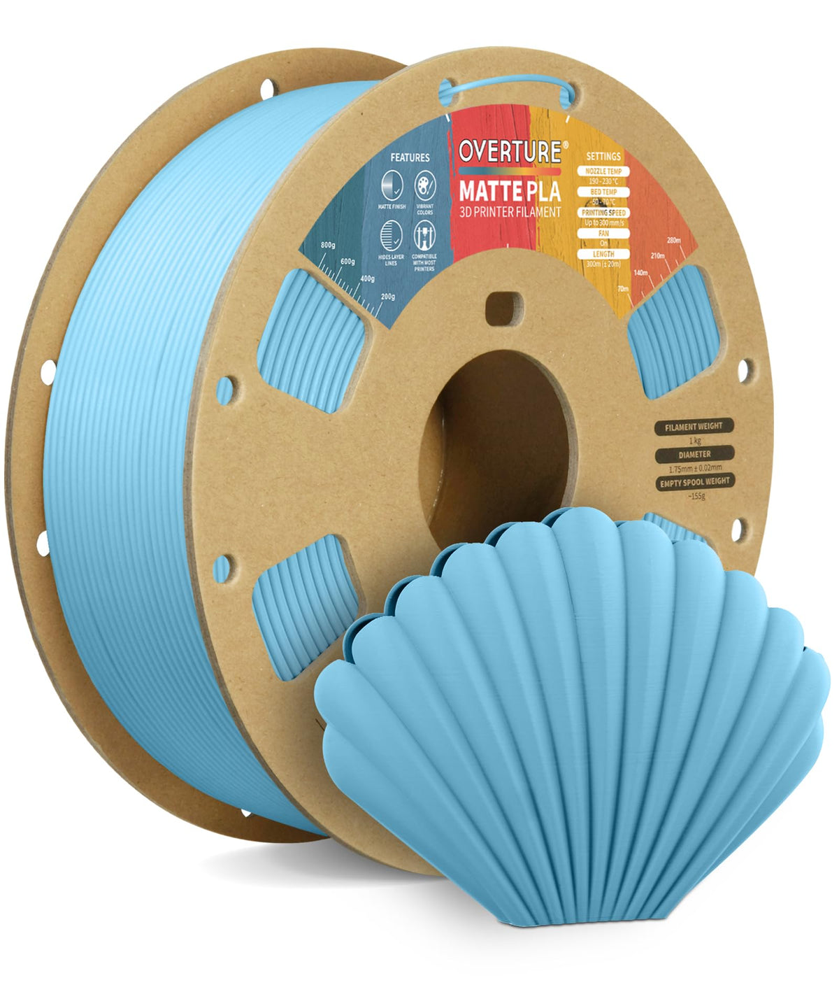 OVERTURE Matte PLA 3D Printer Filament 1.75mm, 1kg Light Brown