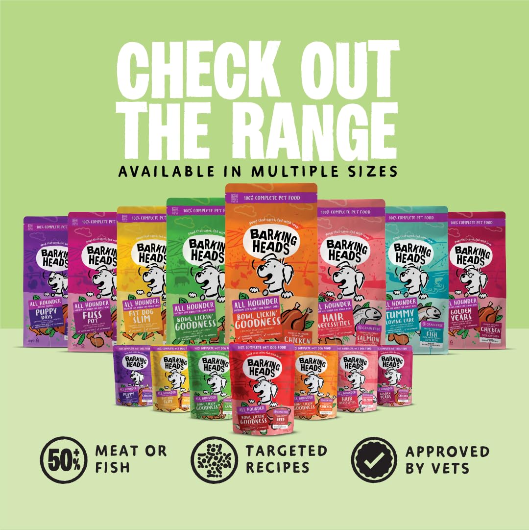 Barking Heads Adult Dog Food Wet Pouches Variety Pack Natural & Grain-Free with No Artificial Flavours Plus Added Vitamins & Minerals 6 x 300g