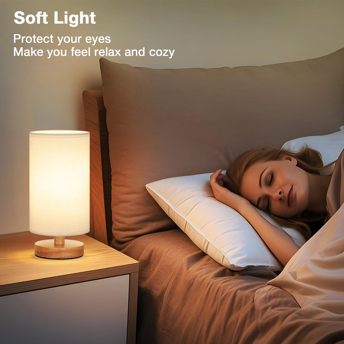 Aooshine Bedside Lamps, 3000K Warm Table Lamp for Bedroom Living Room