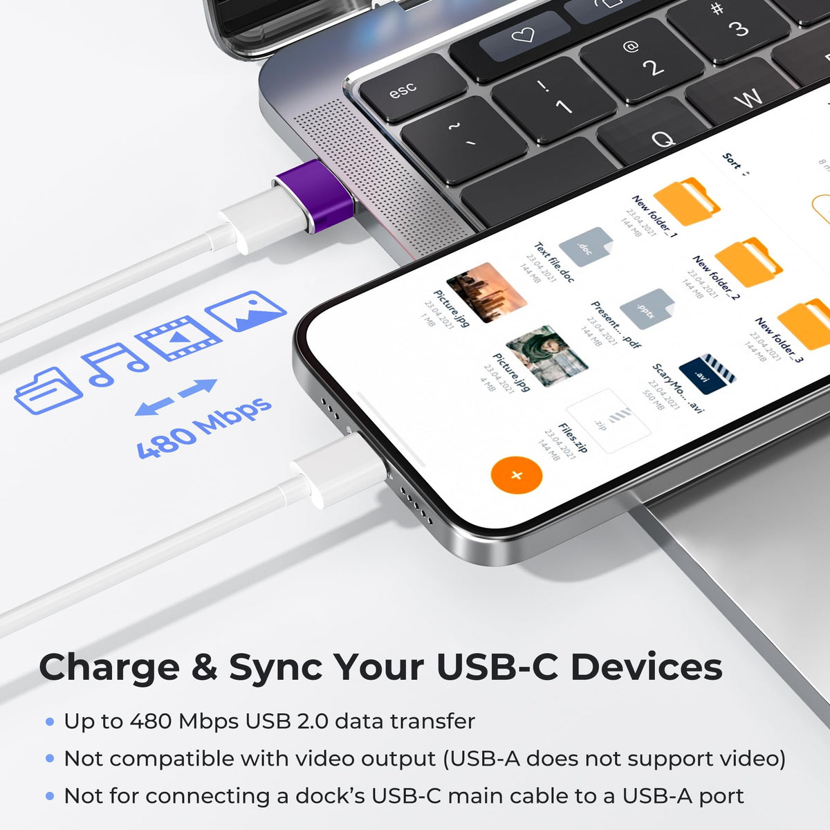 BASESAILOR USB to USB C Adapter,USBC Female to USB A Male Adapter 3Pack