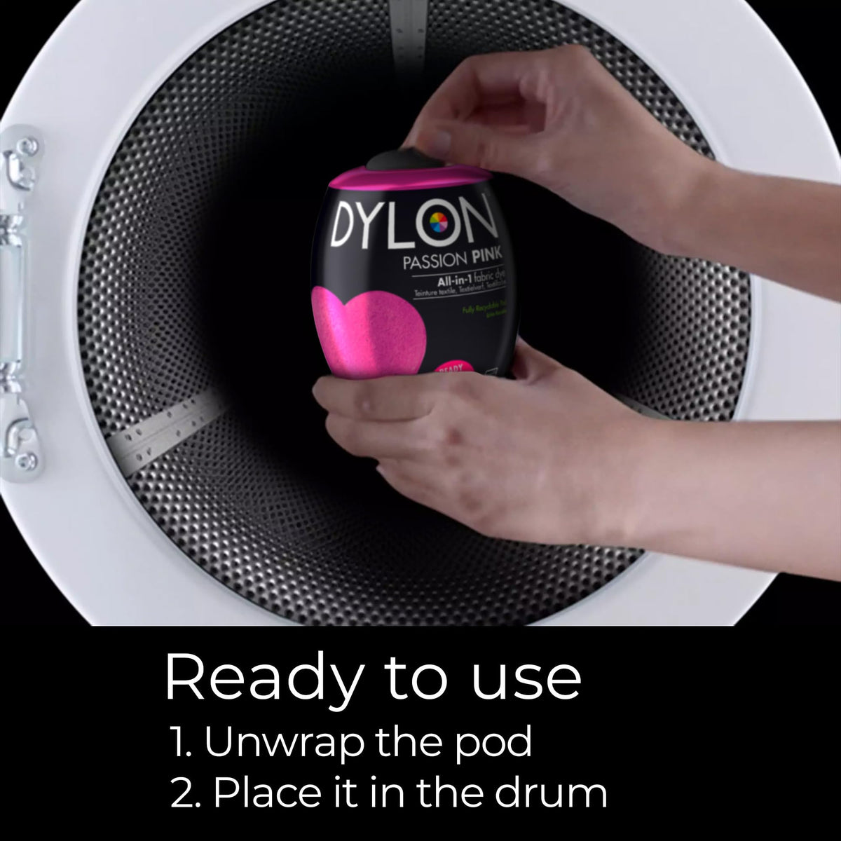 DYLON Washing Machine Fabric Dye Pod, Intense Black, 350g
