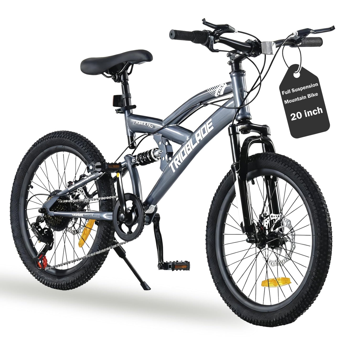 TRIOBLADE Full Suspension Mountain Bike — 2.35" Fat Tyres, Disc Brakes | 20"/24"/26"/27.5"