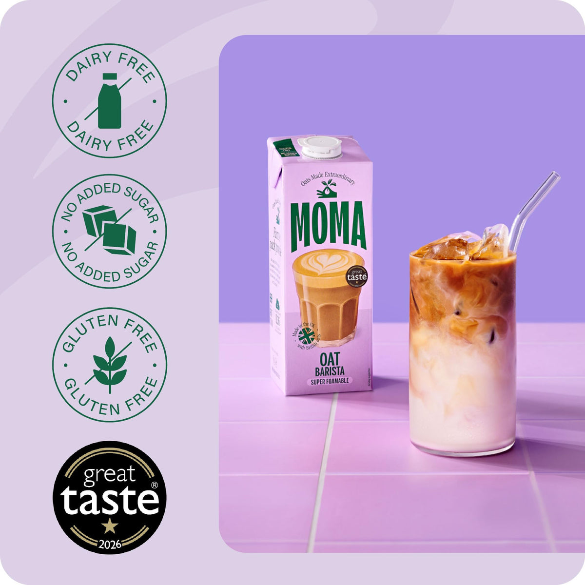 MOMA Pistachio Oat Drink • 1L • No Added Sugar • Vegan, Nut Free & GF