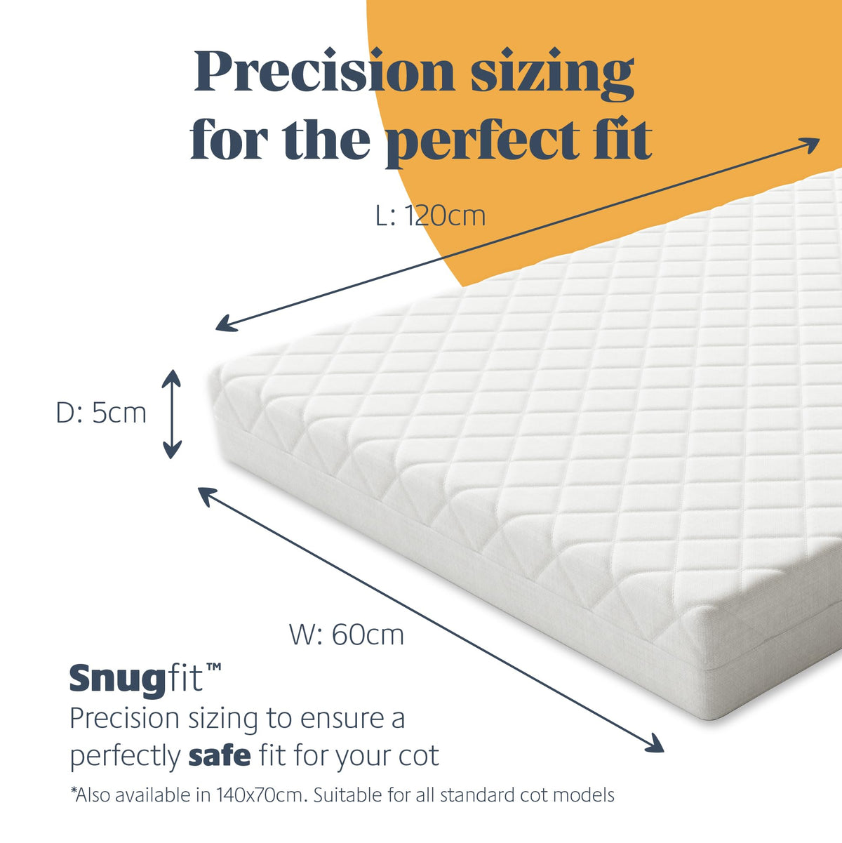 Mother Nurture Classic Eco Fibre Cot Bed Mattress - Hypoallergenic Easy Clean Quilted Cover, Reversible, Water Resistant, Baby Cot Mattress, Firm & Supportive, White, BSI Tested - Size 140x70 x10cm