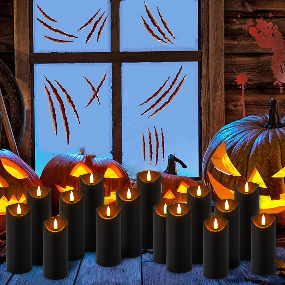 LIVEN Flickering Flameless Candles Battery Operated with Remote,Led Pillar Candles with Realistic Moving Wick Candles for Halloween,Christmas,Home Decor Pack of 12 (D2.2 xH 5" 6" 7")(White)