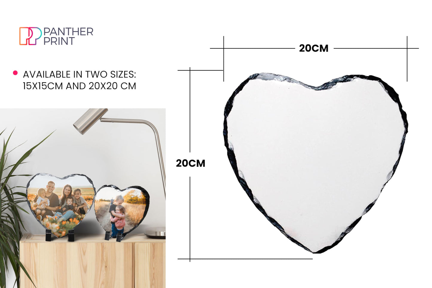 Personalised Photo Slate, 15 x 15cm - Heart-Shaped Rock Pictures, Glossy Print & Full Colour Finish - Personalised Picture Gifts in Natural Rock With Carved Edges for Home & Office