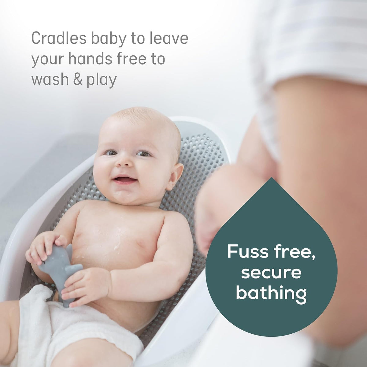 Angelcare Soft Touch Baby Bath Support -Grey- Water Level Indicator, Non-Slip, Comfortable & Safe for Newborns & Infants up to 6 Months