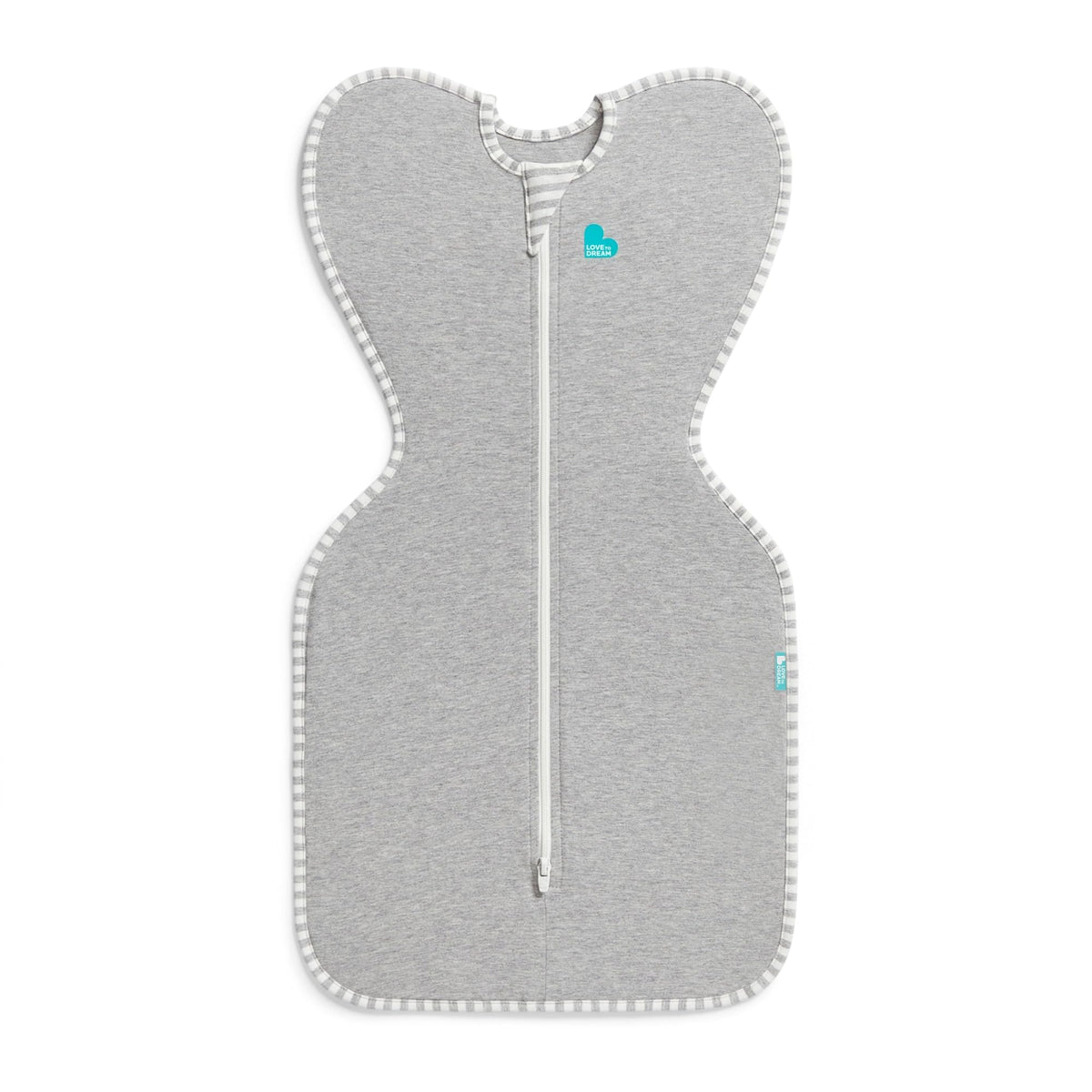 Love To Dream™ Swaddle UP™, Newborn 2.2-3.8 kg - Grey, Snug Fit, Supports Healthy Sleep Routine, 1.0 Tog - Ideal for 20-24°C Temperatures, Machine Washable Cotton & Double Zip for Easy Nappy Changes