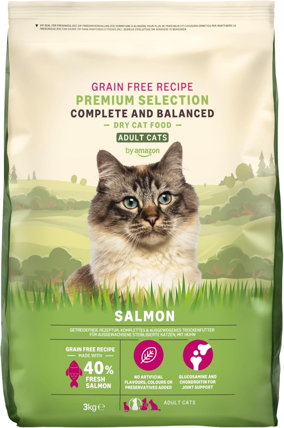 by Amazon Dry Cat Food for Adult Cats, Grainfree Recipe with Fresh Salmon, 1 Pack of 3kg (Previously a Lifelong brand, same product)