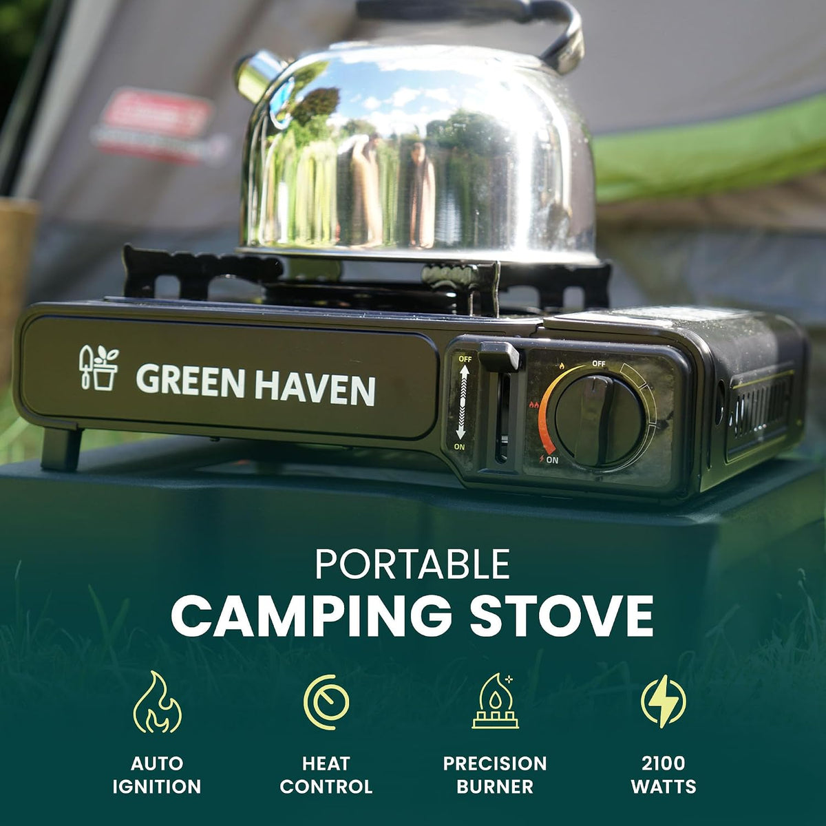 Green Haven Portable Camping Stove | 4 Butane Gas, Carry Case