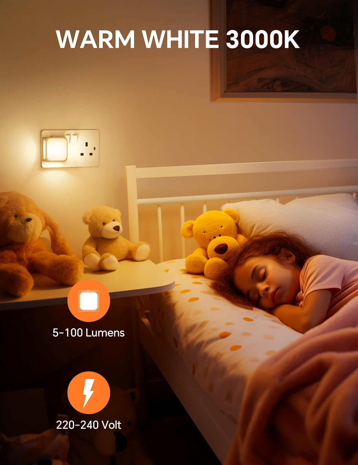 PURSNIC Night Light Plug in Wall, Dusk to Dawn, 3000K Warm White, 4 Pack