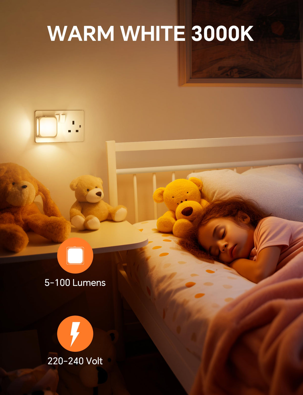 PURSNIC Night Light Plug in Wall, Dusk to Dawn, 3000K Warm White, 4 Pack