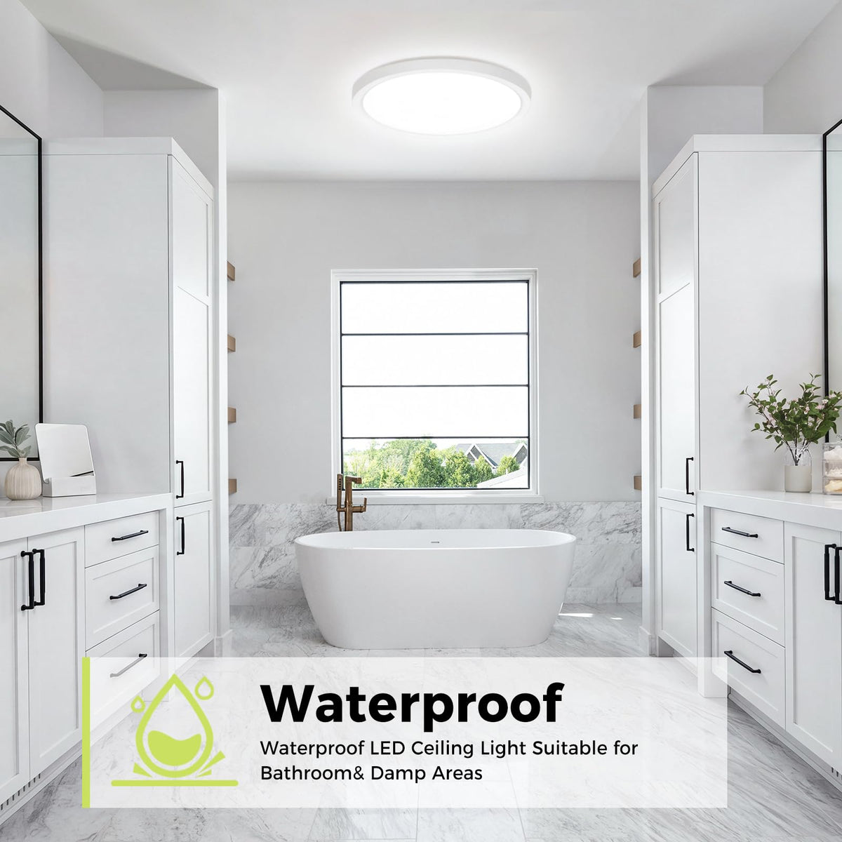 hepside 2 Pack Bathroom Ceiling Light 30cm, 3000K/3500K/4000K/5000K/6500K 5CCT LED Ceiling Lights, 24W, Modern, Waterproof, Round Flush Mount for Bathroom, Kitchen, Bedroom, Hallway