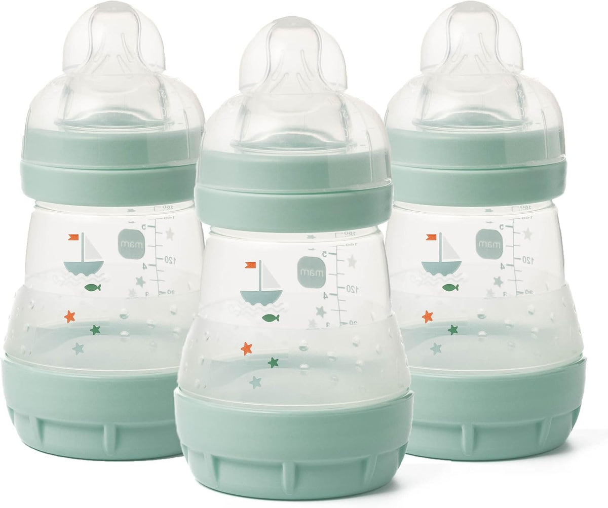 MAM Easy Start Anti-Colic Bottle, 3 x160ml, Self-Sterilising, Green