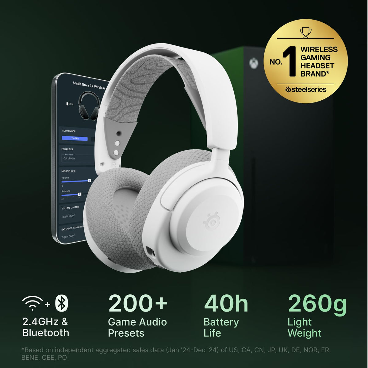 SteelSeries Arctis Nova 3X Wireless - Xbox Headset - Gaming Headset - Mobile App Control - 40 HR Battery with fast charging - Compatible with Xbox, PC, Switch and more - 2.4GHz/Bluetooth - Lavender