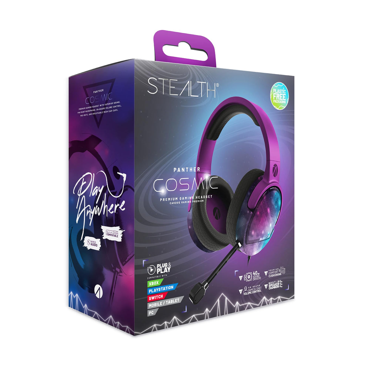 STEALTH PANTHER Sky - Over Ear Gaming Headset PS4/PS5, XBOX, Switch, PC with Flexible Mic, 3.5mm Jack, 1.5m Cable, Lightweight, Comfortable and Durable