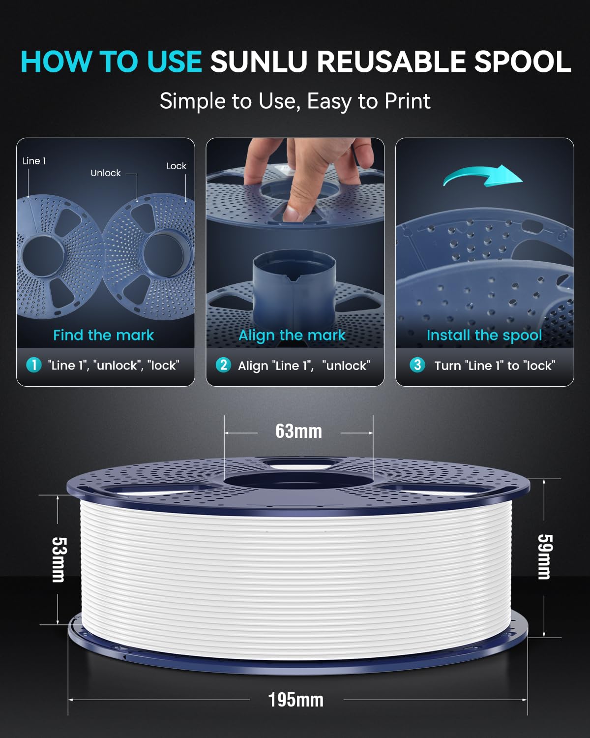 SUNLU Rapid PETG 3D Filament 1.75mm, High Speed 30-600mm/s, 1KG Blue