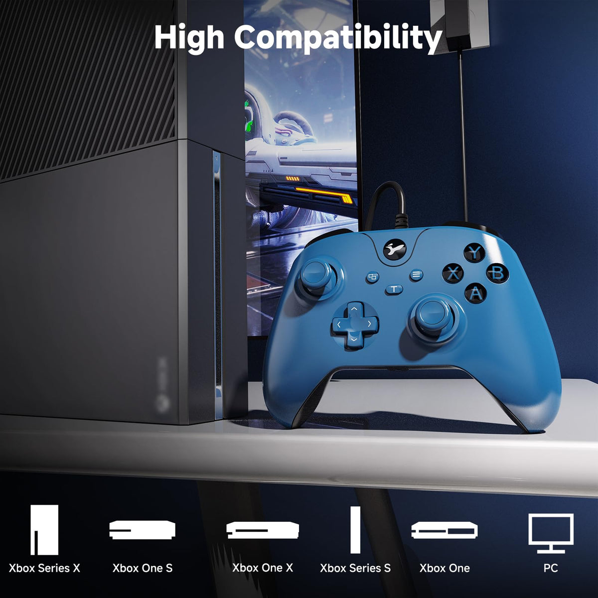 YCCTEAM Wired Controller for Xbox One, Wired Xbox one USB Gamepad Controller Compatible with Xbox One/S/X/PC Windows 10/11 with 3.5mm Headset Audio Jack (black)