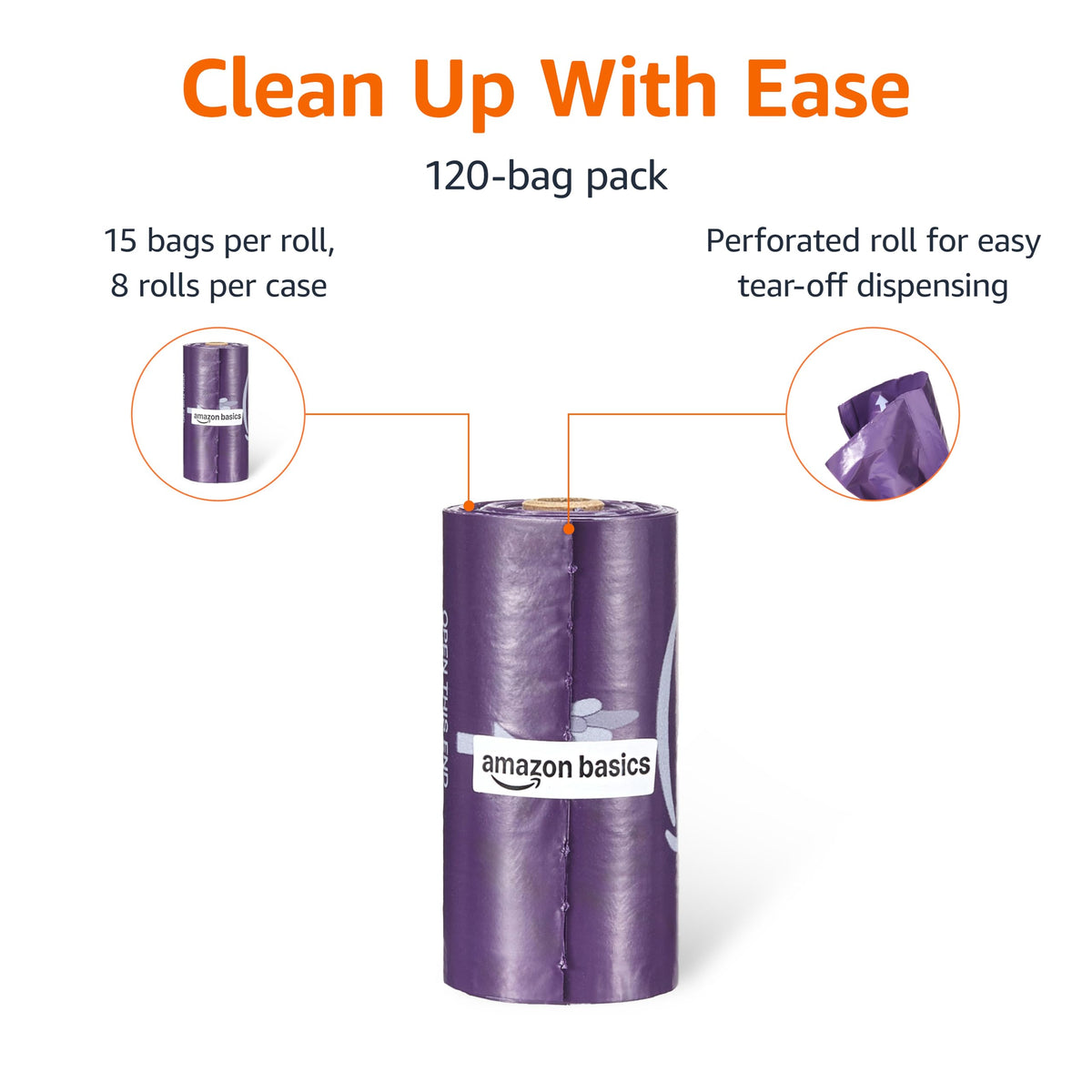 Amazon Basics Dog Poop/Waste Bags without Dispenser, Lavender, 300 Bags (20 Packs of 15 Bags)