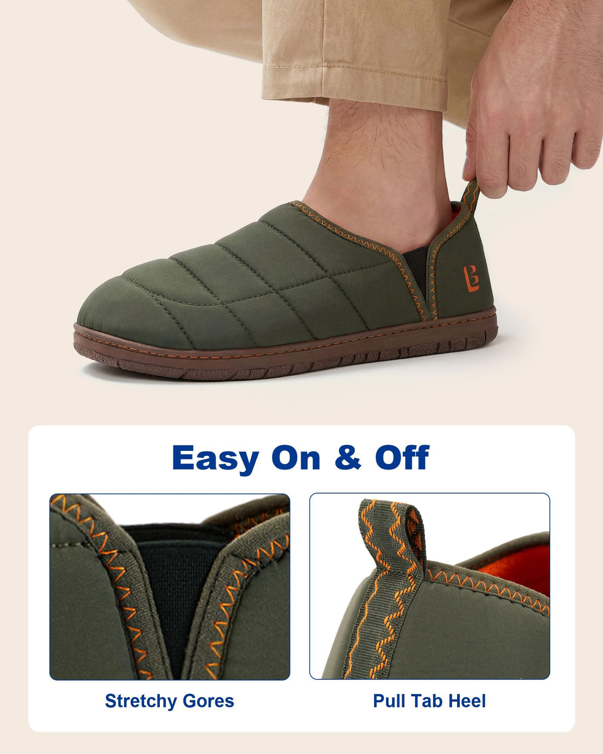 LongBay Mens Indoor Outdoor Slippers Memory Foam House Camping Shoes Gift