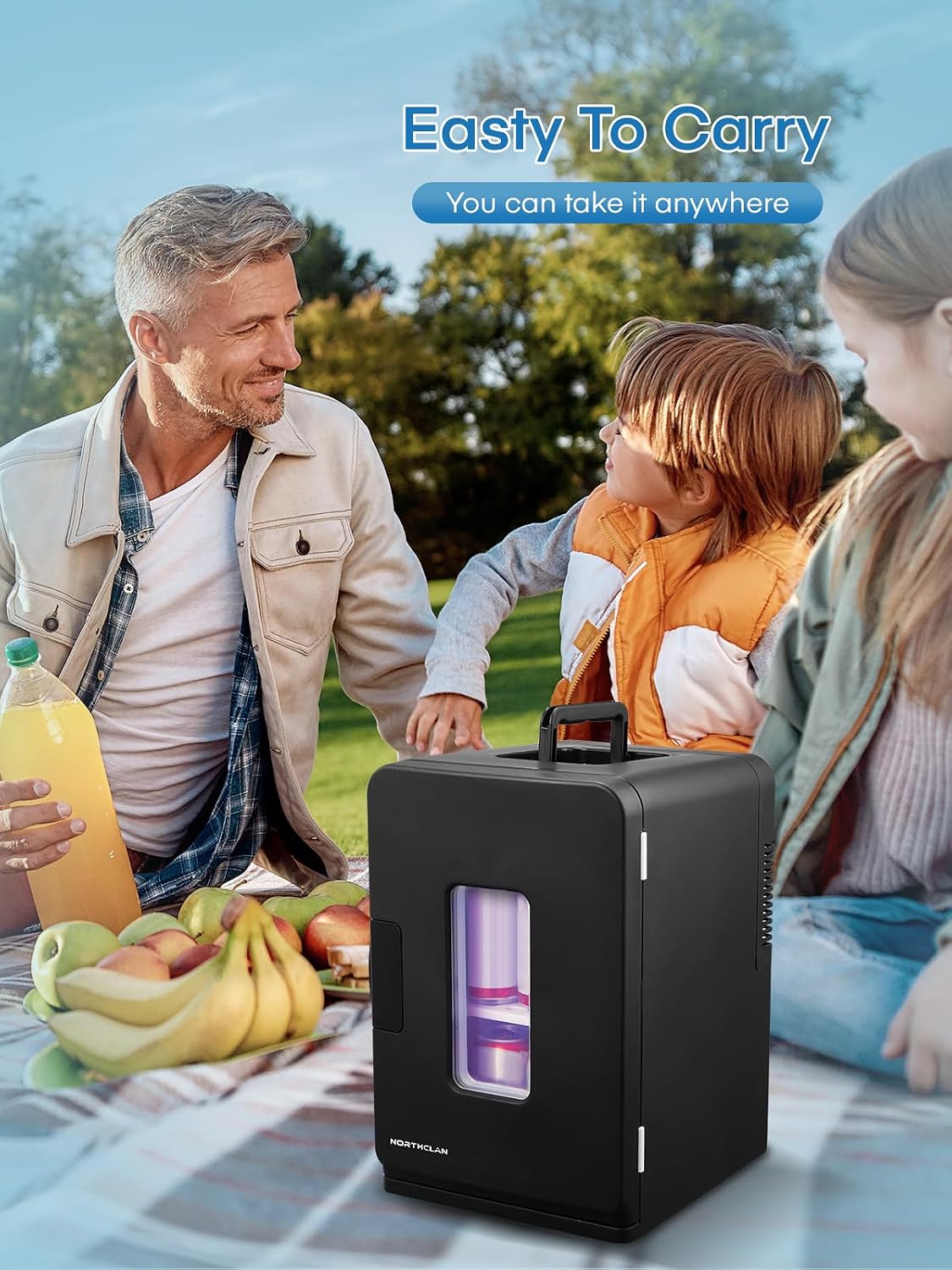 Mini Fridge 15L/21 Cans Mini Fridge for Bedrooms, Upgrade AC+12V DC Power Small Fridge for Dorm, Car, Office, Travel | Max & ECO Mode, Thermoelectric Cooler and Warmer | for Skincare, Beauty, Drink