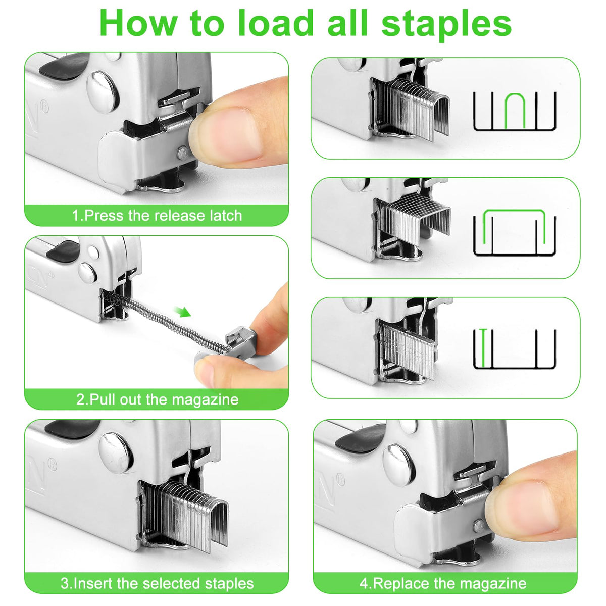 AECCN 3-in-1 Staple Gun for Wood & Furniture, and DIY Decoration, Silver