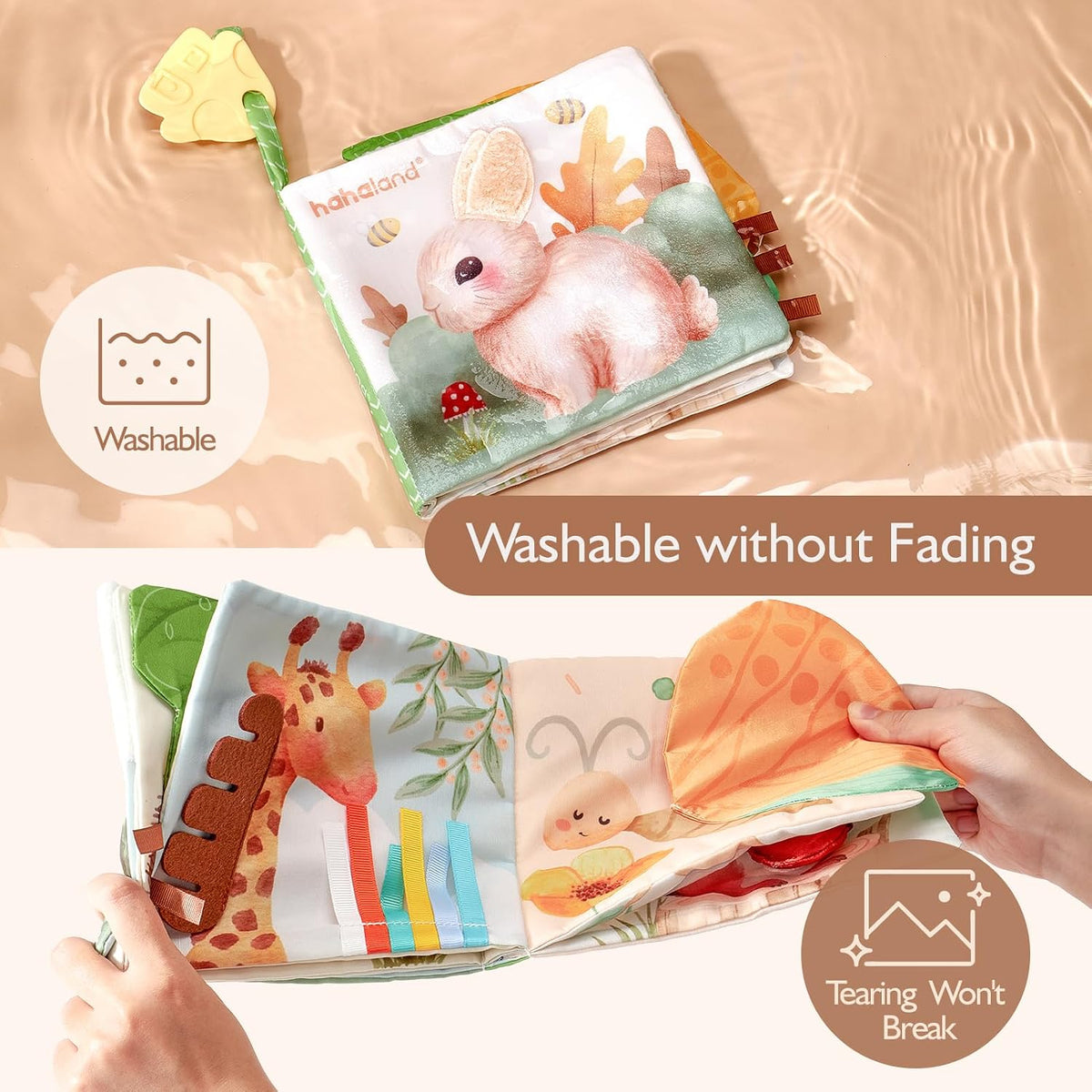 hahaland Baby Books 0-6 Months, Soft Cloth Newborn Books Toy for Babies