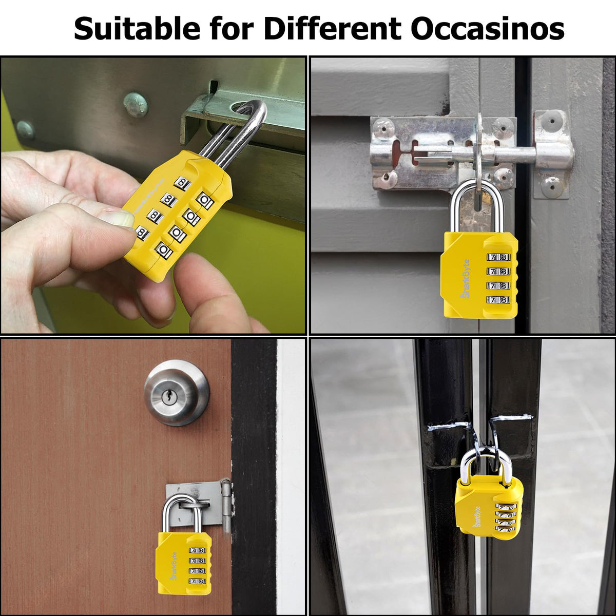 SharkByte Heavy Duty Combination Padlock – 4-Digit Weatherproof Outdoor Lock with Stainless Steel Shackle, Anti-Rust Resettable Code for Gym, School, Locker, Shed, Toolbox, Gate & Warehouse - Red